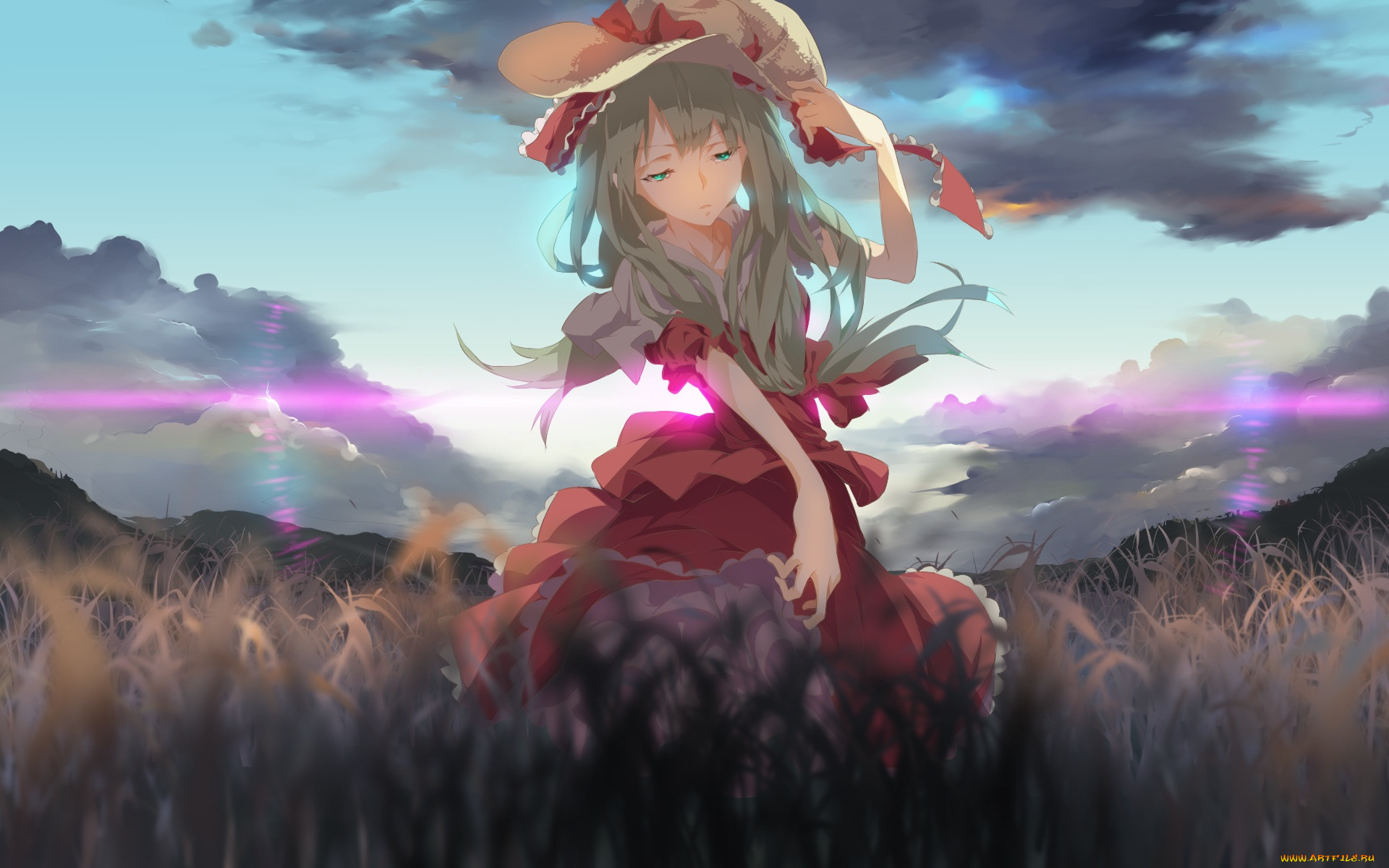 Обои Аниме Touhou, обои для рабочего стола, фотографии аниме, touhou,  облака, небо, природа, трава, поле, арт, девушка, dc-12696462, kagiyama,  hina Обои для рабочего стола, скачать обои картинки заставки на рабочий  стол.